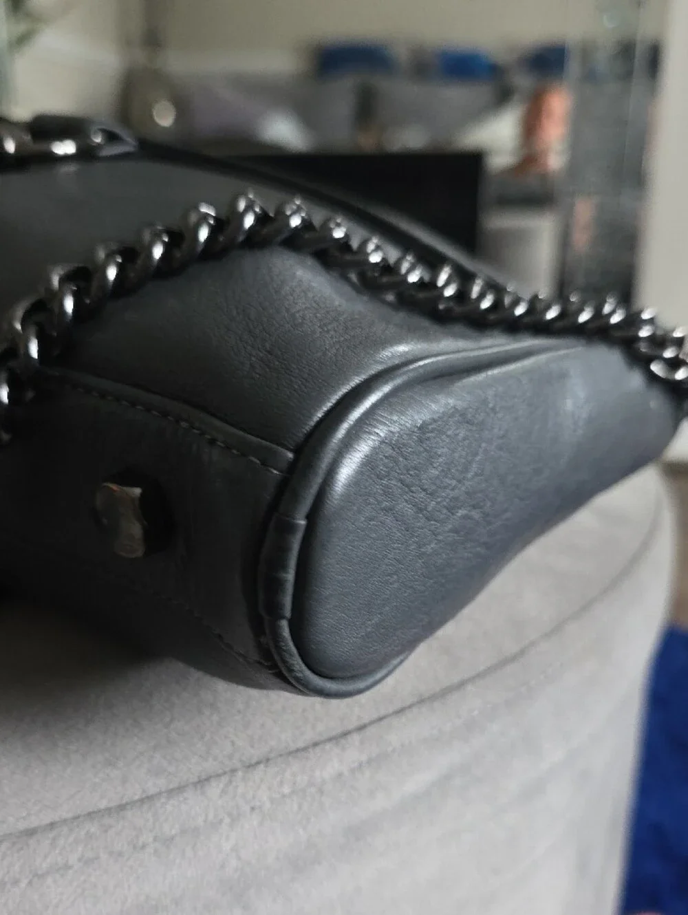 Rebecca Minkoff Black Leather Messenger Bag with Gunmetal Hardware